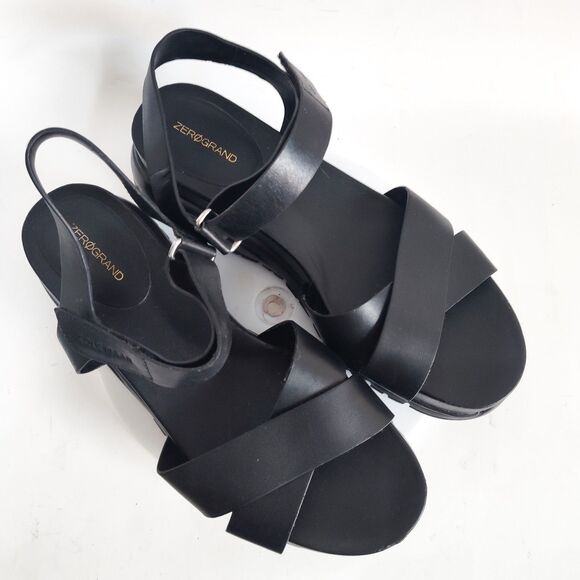 Cole Haan Zerogrand Sandals Leather Size 9 Criss Cross Preppy Strappy Open Toe - Picture 8 of 11